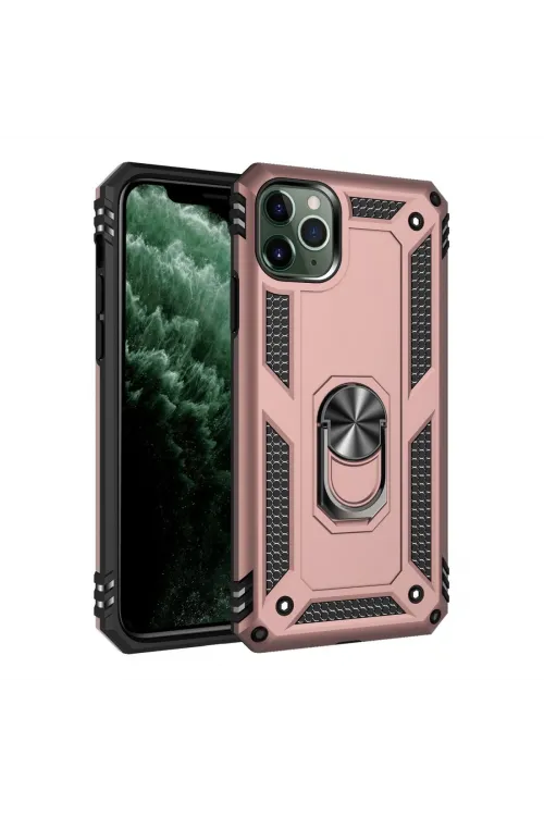 Apple İphone 11 Pro Kılıf Sofya Yüzüklü Silikon Kapak - Rose