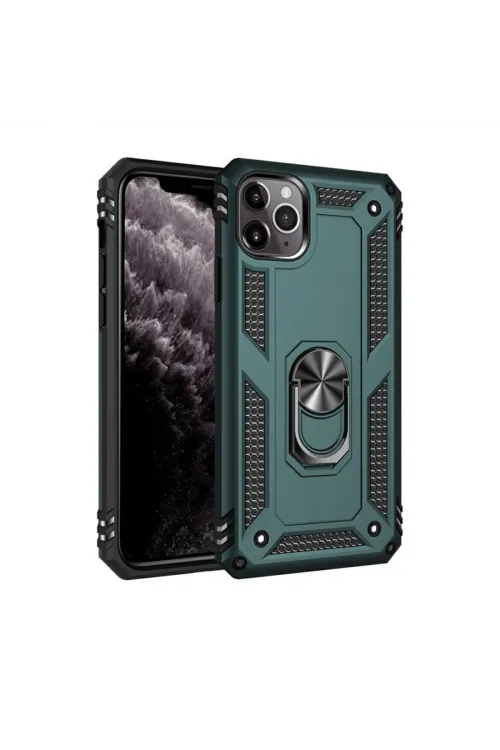 Apple İphone 11 Pro Kılıf Sofya Yüzüklü Silikon Kapak - Yeşil
