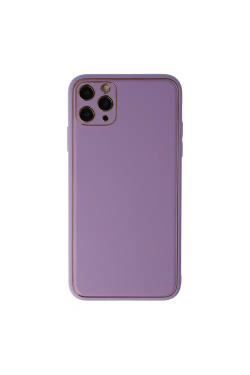 Apple İphone 11 Pro Max Kılıf Coco Deri Silikon Kapak - Lila