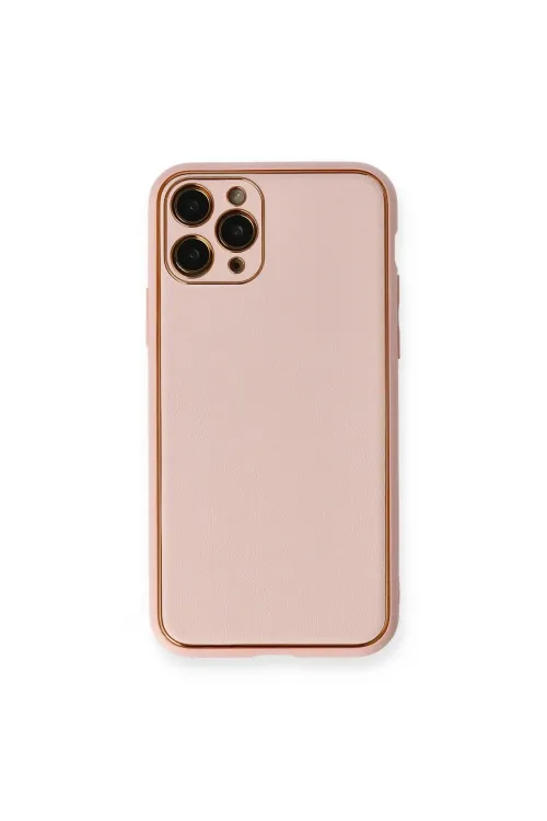 Apple İphone 11 Pro Max Kılıf Coco Deri Silikon Kapak - Pembe