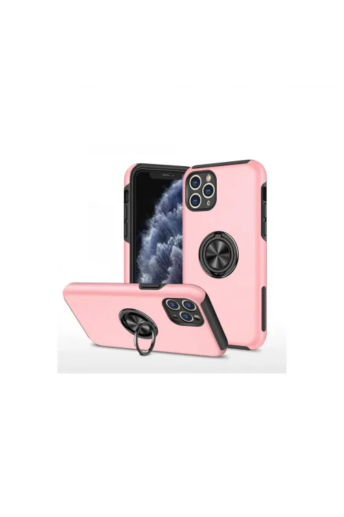 Apple İphone 11 Pro Max Kılıf Elit Yüzüklü Kapak - Pembe