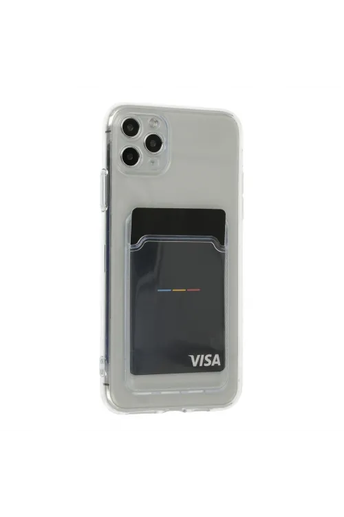 Apple İphone 11 Pro Max Kılıf Kart Şeffaf Silikon - Şeffaf