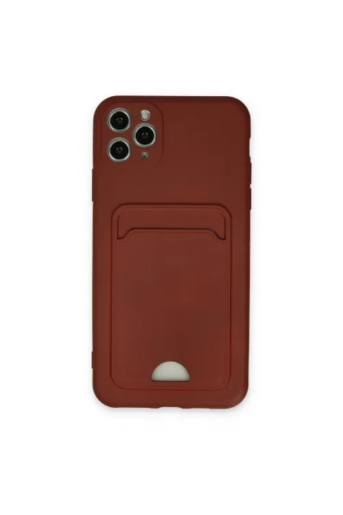 Apple İphone 11 Pro Max Kılıf Kelvin Kartvizitli Silikon - Bordo