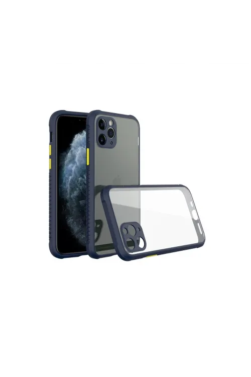Apple İphone 11 Pro Max Kılıf Miami Şeffaf Silikon - Lacivert