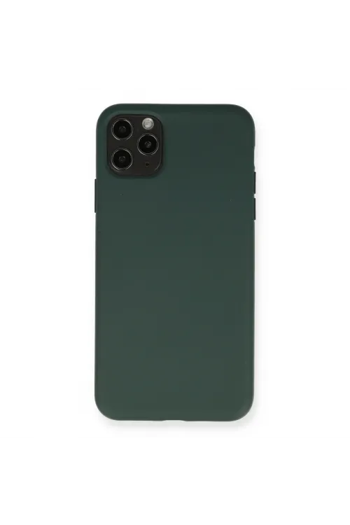 Apple İphone 11 Pro Max Kılıf Nano İçi Kadife Silikon - Koyu Yeşil