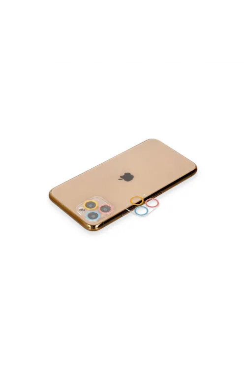 Apple İphone 11 Pro Max Renkli Kamera Lens Koruma Cam - Pembe-mavi