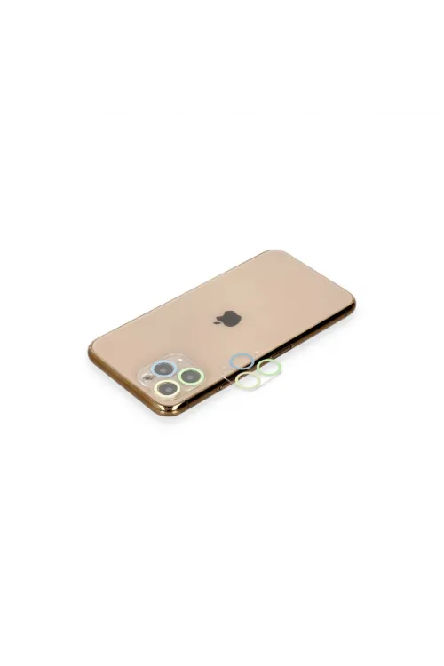 Apple İphone 11 Pro Max Renkli Kamera Lens Koruma Cam - Yeşil-sarı