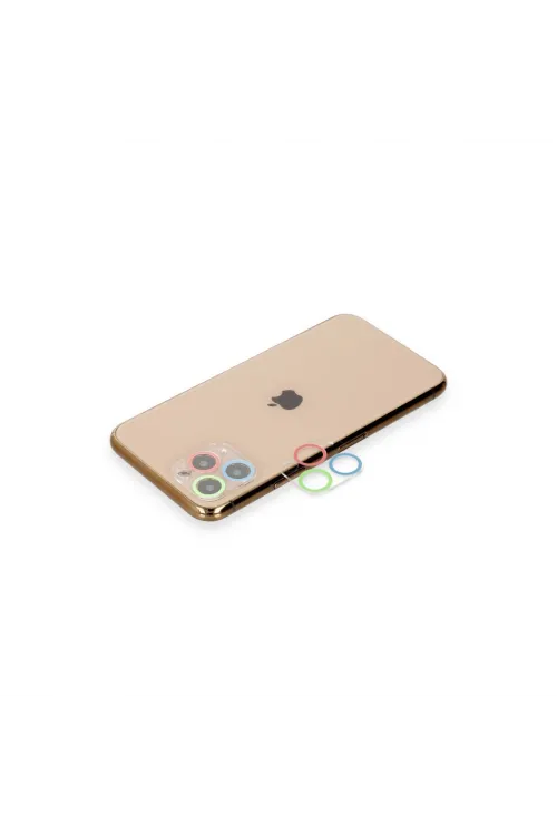 Apple İphone 11 Pro Renkli Kamera Lens Koruma Cam - Mavi-yeşil
