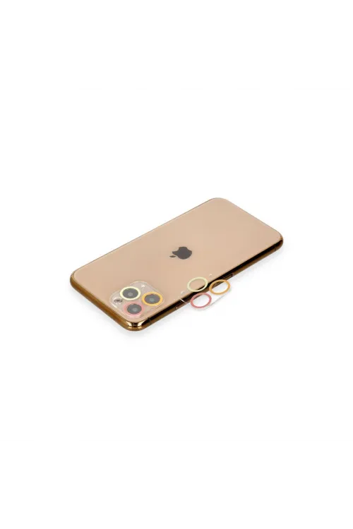 Apple İphone 11 Pro Renkli Kamera Lens Koruma Cam - Turuncu-kırmızı