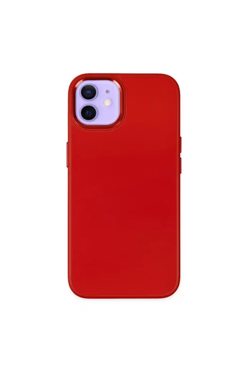 Apple İphone 12 Kılıf Asya Deri Silikon - Kırmızı