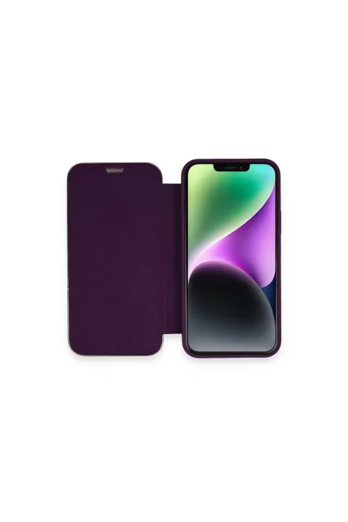 Apple İphone 12 Kılıf Dolpin Kapaklı - Derin Mor