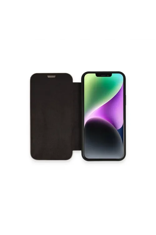 Apple İphone 12 Kılıf Dolpin Kapaklı - Siyah