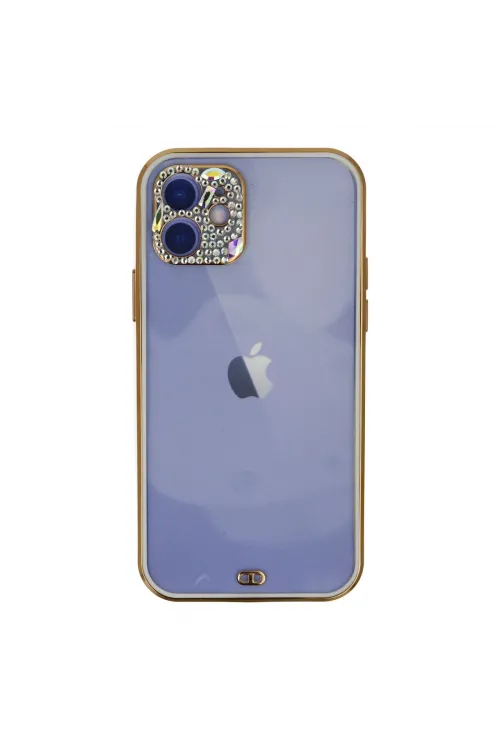 Apple İphone 12 Kılıf Liva Taşlı Silikon - Beyaz