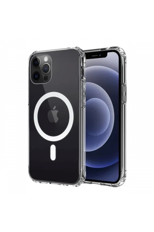 Apple iPhone 12 Kılıf Magneticsafe Şeffaf Silikon - Şeffaf