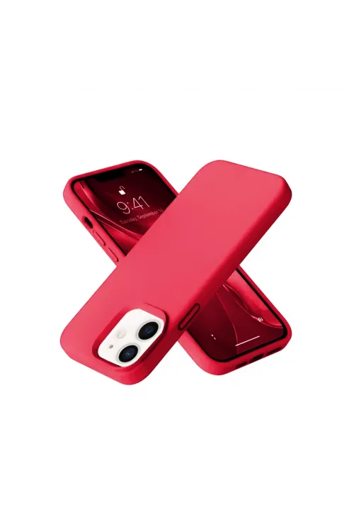 Apple İphone 12 Kılıf Nano İçi Kadife Silikon - Kırmızı