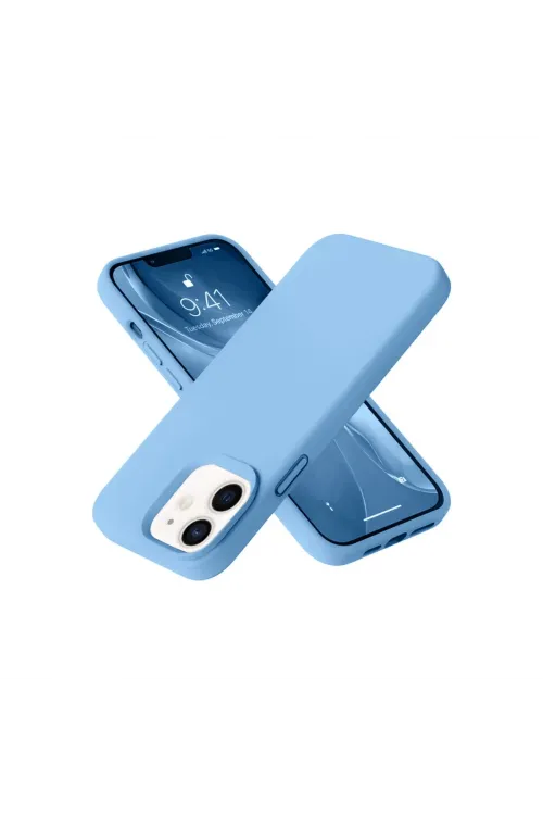 Apple İphone 12 Kılıf Nano İçi Kadife Silikon - Mavi