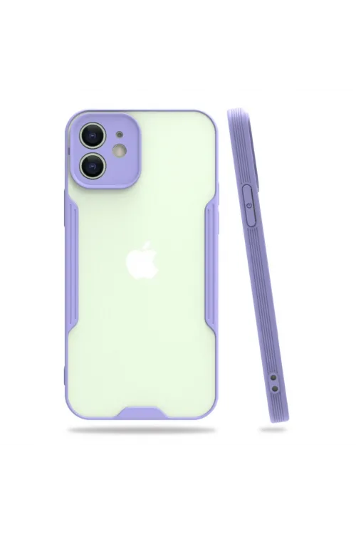 Apple İphone 12 Kılıf Platin Silikon - Lila