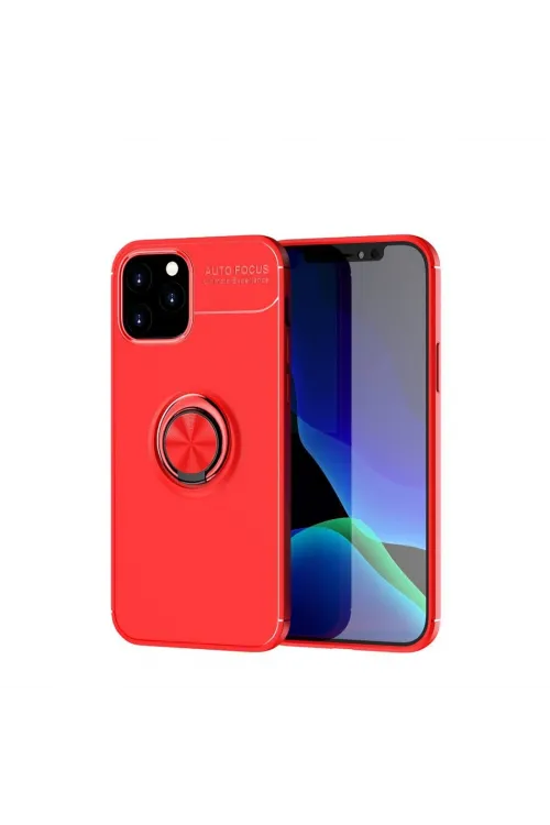 Apple İphone 12 Kılıf Range Yüzüklü Silikon - Kırmızı
