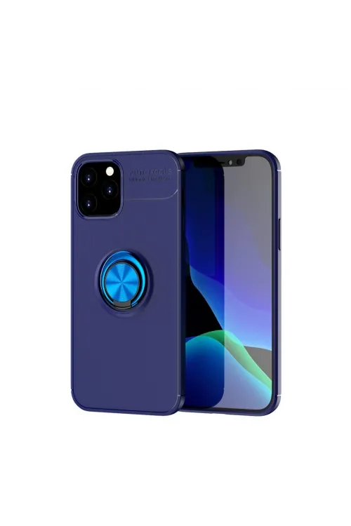 Apple İphone 12 Kılıf Range Yüzüklü Silikon - Mavi