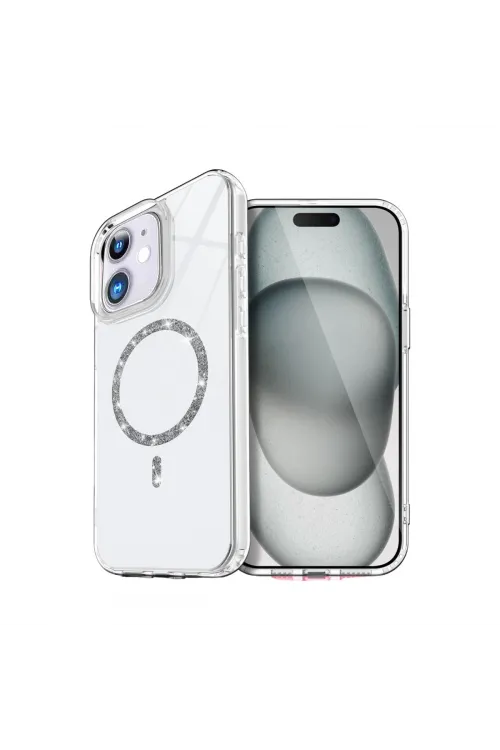 Apple İphone 12 Live Diamond Magsafe Kapak - Şeffaf