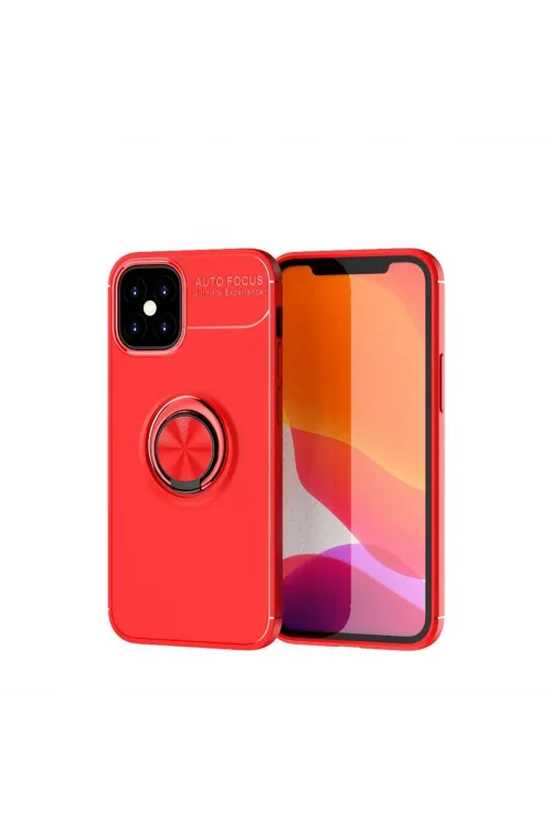 Apple İphone 12 Mini Kılıf Range Yüzüklü Silikon - Kırmızı