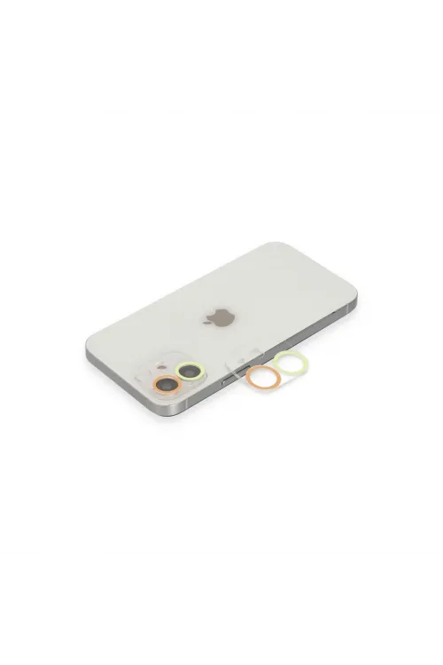 Apple İphone 12 Mini Renkli Kamera Lens Koruma Cam - Sarı-turuncu