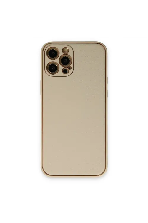 Apple İphone 12 Pro Kılıf Coco Deri Silikon Kapak - Gold