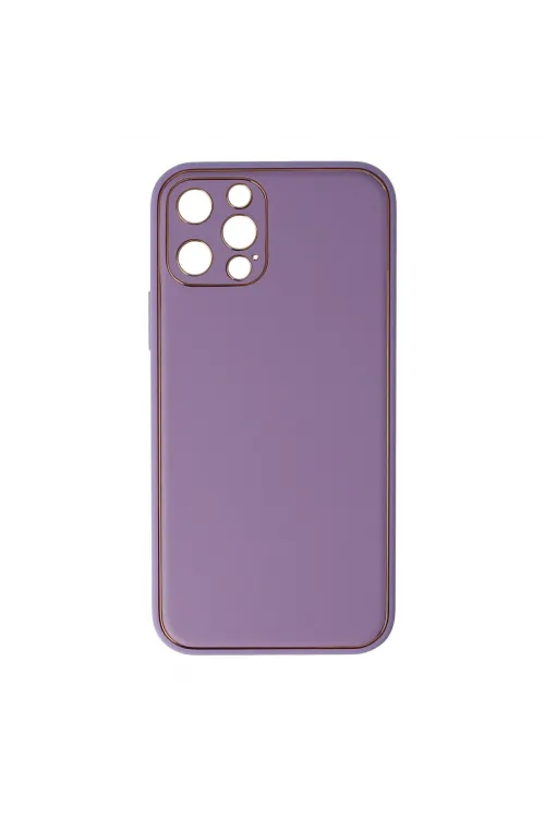Apple İphone 12 Pro Kılıf Coco Deri Silikon Kapak - Lila