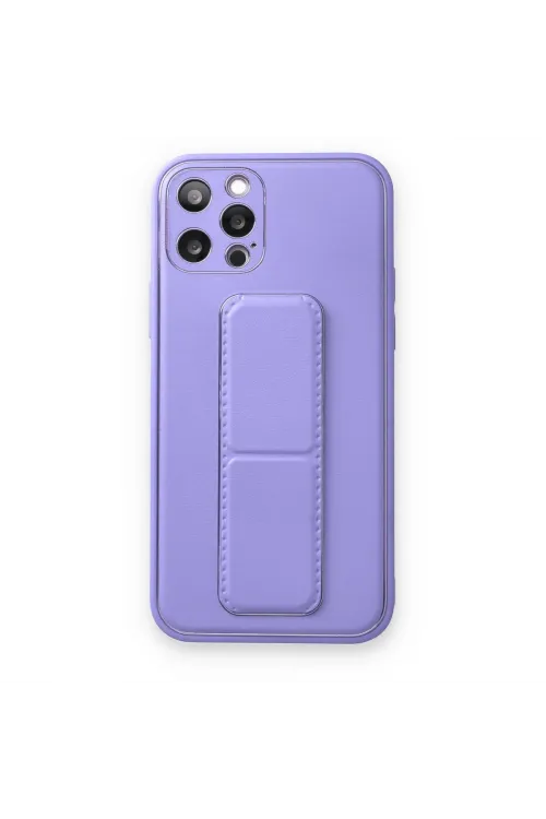 Apple İphone 12 Pro Kılıf Coco Deri Standlı Kapak - Koyu Lila