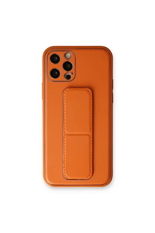 Apple İphone 12 Pro Kılıf Coco Deri Standlı Kapak - Turuncu