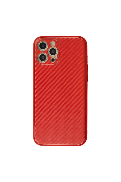 Apple İphone 12 Pro Kılıf Coco Karbon Silikon - Kırmızı
