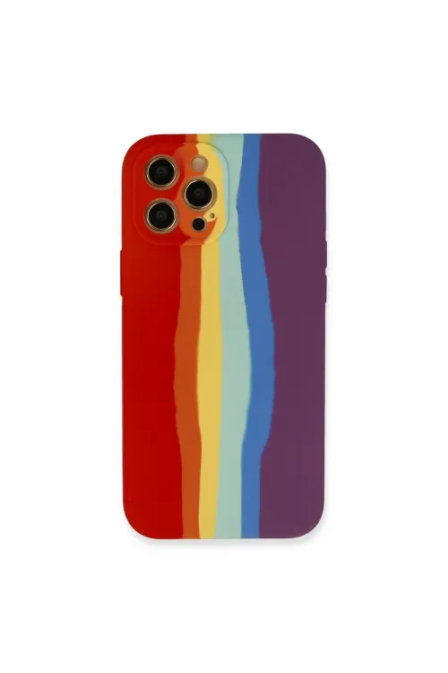 Apple İphone 12 Pro Kılıf Ebruli Lansman Silikon - Kırmızı-mor