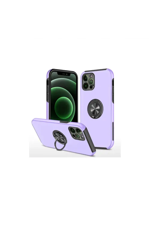 Apple İphone 12 Pro Kılıf Elit Yüzüklü Kapak - Mor