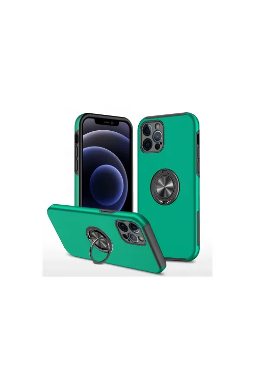 Apple İphone 12 Pro Kılıf Elit Yüzüklü Kapak - Yeşil