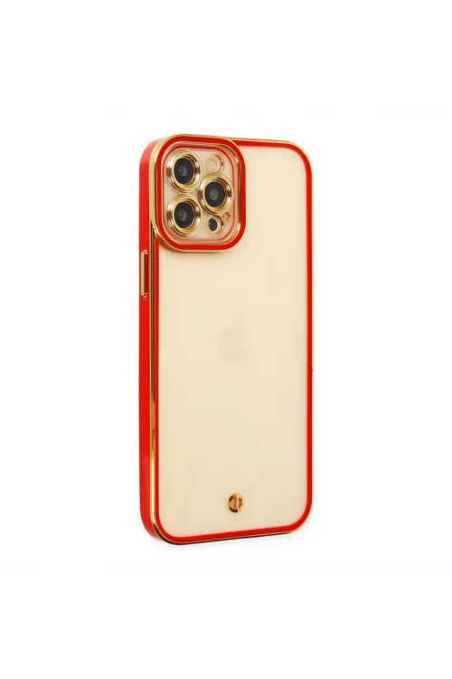 Apple İphone 12 Pro Kılıf Liva Lens Silikon - Kırmızı
