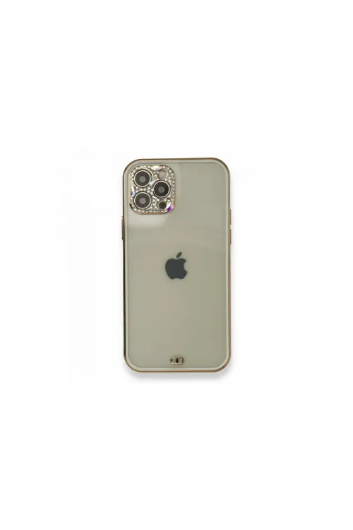 Apple İphone 12 Pro Kılıf Liva Taşlı Silikon - Beyaz