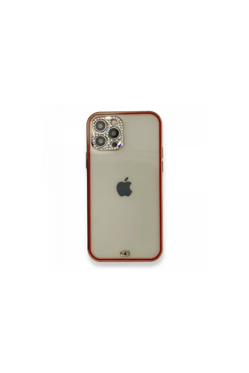 Apple İphone 12 Pro Kılıf Liva Taşlı Silikon - Kırmızı