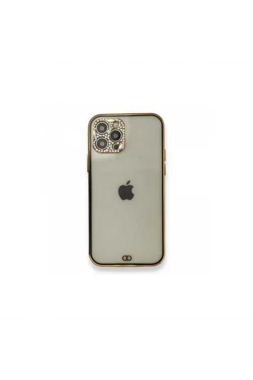Apple İphone 12 Pro Kılıf Liva Taşlı Silikon - Siyah