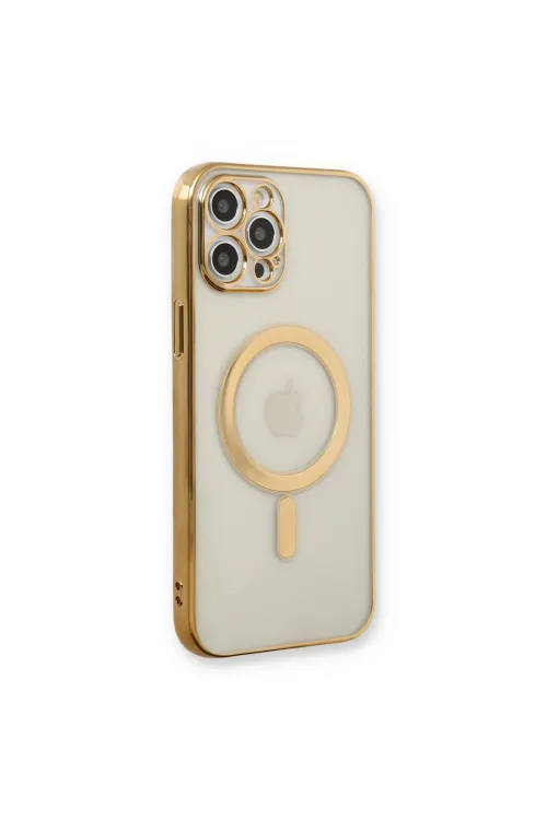 Apple İphone 12 Pro Kılıf Magneticsafe Lazer Silikon - Gold
