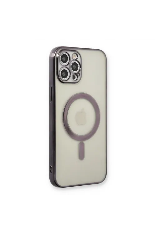 Apple İphone 12 Pro Kılıf Magneticsafe Lazer Silikon - Siyah