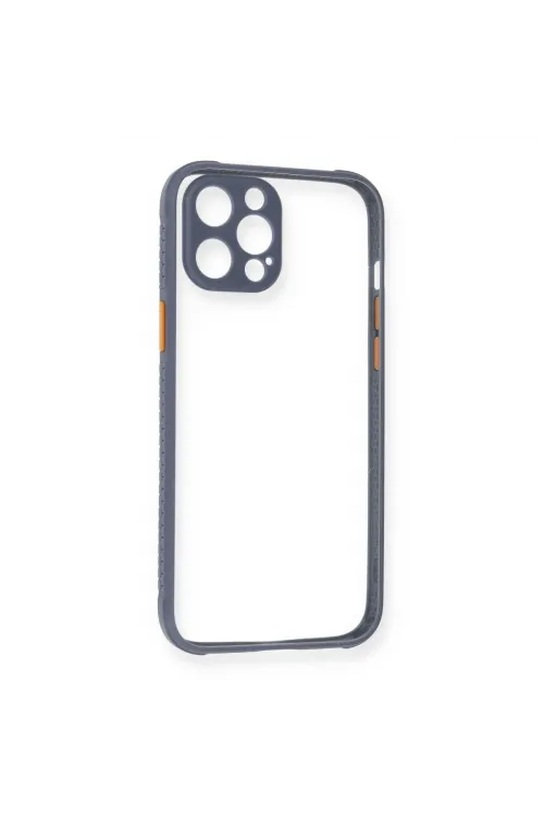 Apple İphone 12 Pro Kılıf Miami Şeffaf Silikon - Gri
