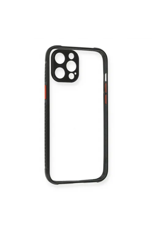 Apple İphone 12 Pro Kılıf Miami Şeffaf Silikon - Siyah