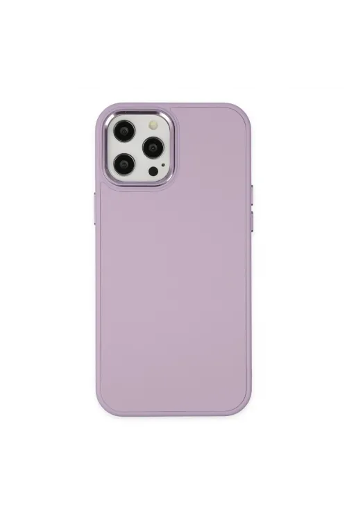 Apple İphone 12 Pro Max Kılıf Asya Deri Silikon - Lila