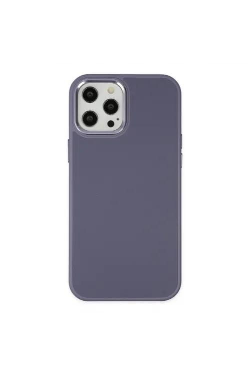 Apple İphone 12 Pro Max Kılıf Asya Deri Silikon - Mor