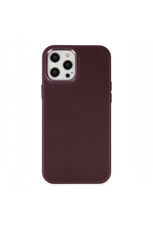 Apple iPhone 12 Pro Max Kılıf Asya Deri Silikon - Mürdüm