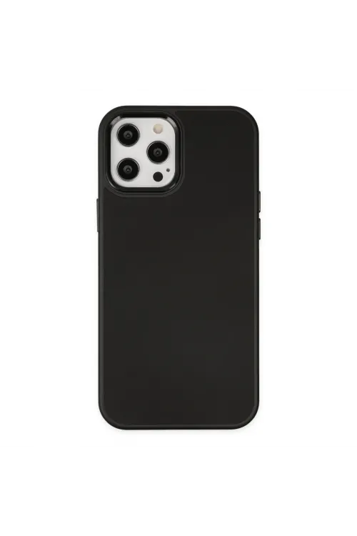 Apple İphone 12 Pro Max Kılıf Asya Deri Silikon - Siyah