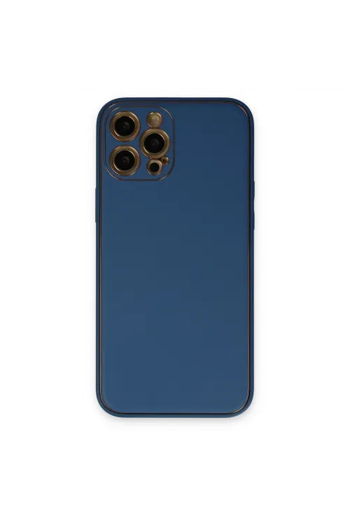 Apple İphone 12 Pro Max Kılıf Coco Deri Silikon Kapak - Açık Mavi