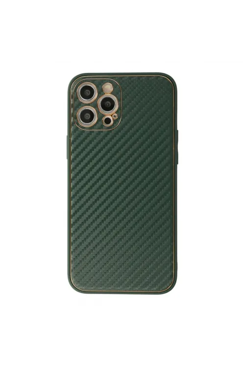 Apple İphone 12 Pro Max Kılıf Coco Karbon Silikon - Yeşil