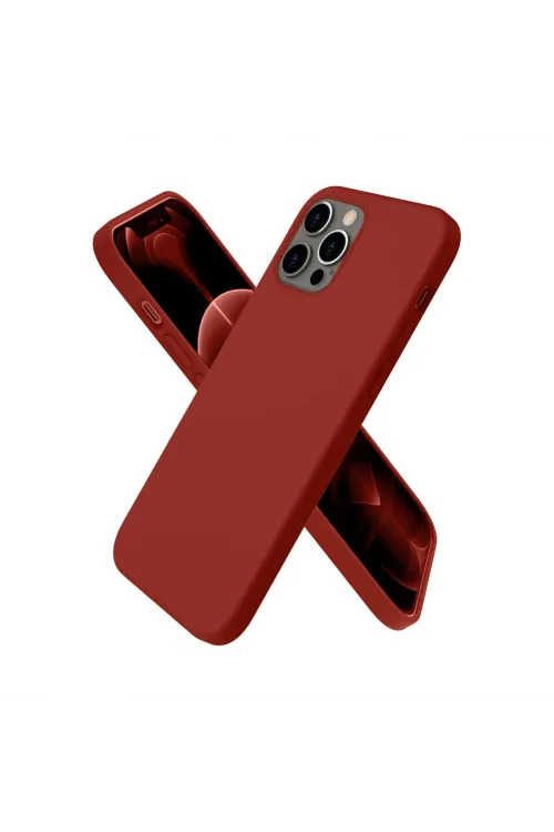 Apple İphone 12 Pro Max Kılıf First Silikon - Bordo