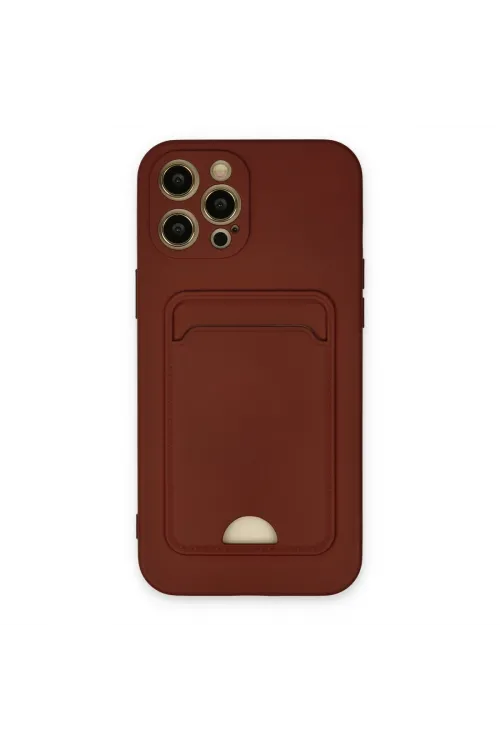 Apple İphone 12 Pro Max Kılıf Kelvin Kartvizitli Silikon - Bordo